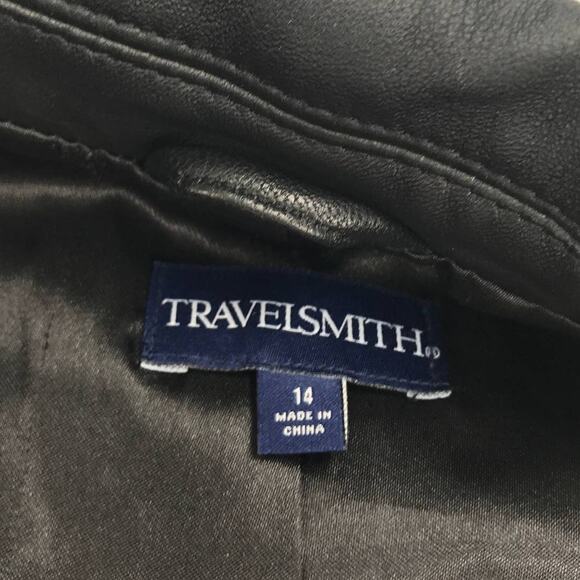 Travelsmith Black Leather Tie Waist Jacket - Picture 9 of 10